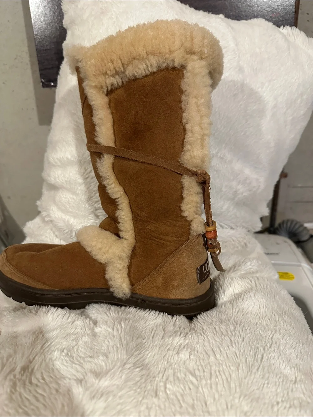 UGG Chestnut Suede Tall Shearling-Lined Boot